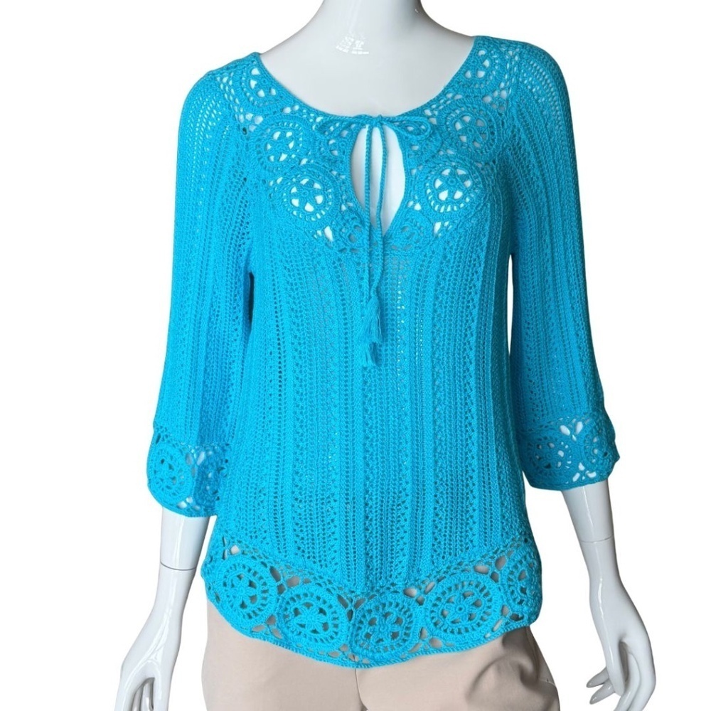 INC International Concepts "INC Beach" Cotton Crochet Sweater Size Medium NWT - Picture 4 of 6